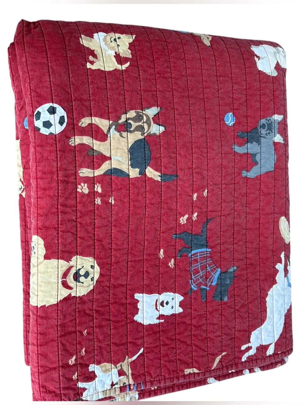 Plow & Hearth Dog Park Red Cotton Quit Full/Queen